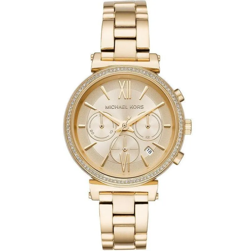 Michael Kors - Women’s Quartz Chronograph Stainless Steel Gold Dial 39mm Watch MK6559