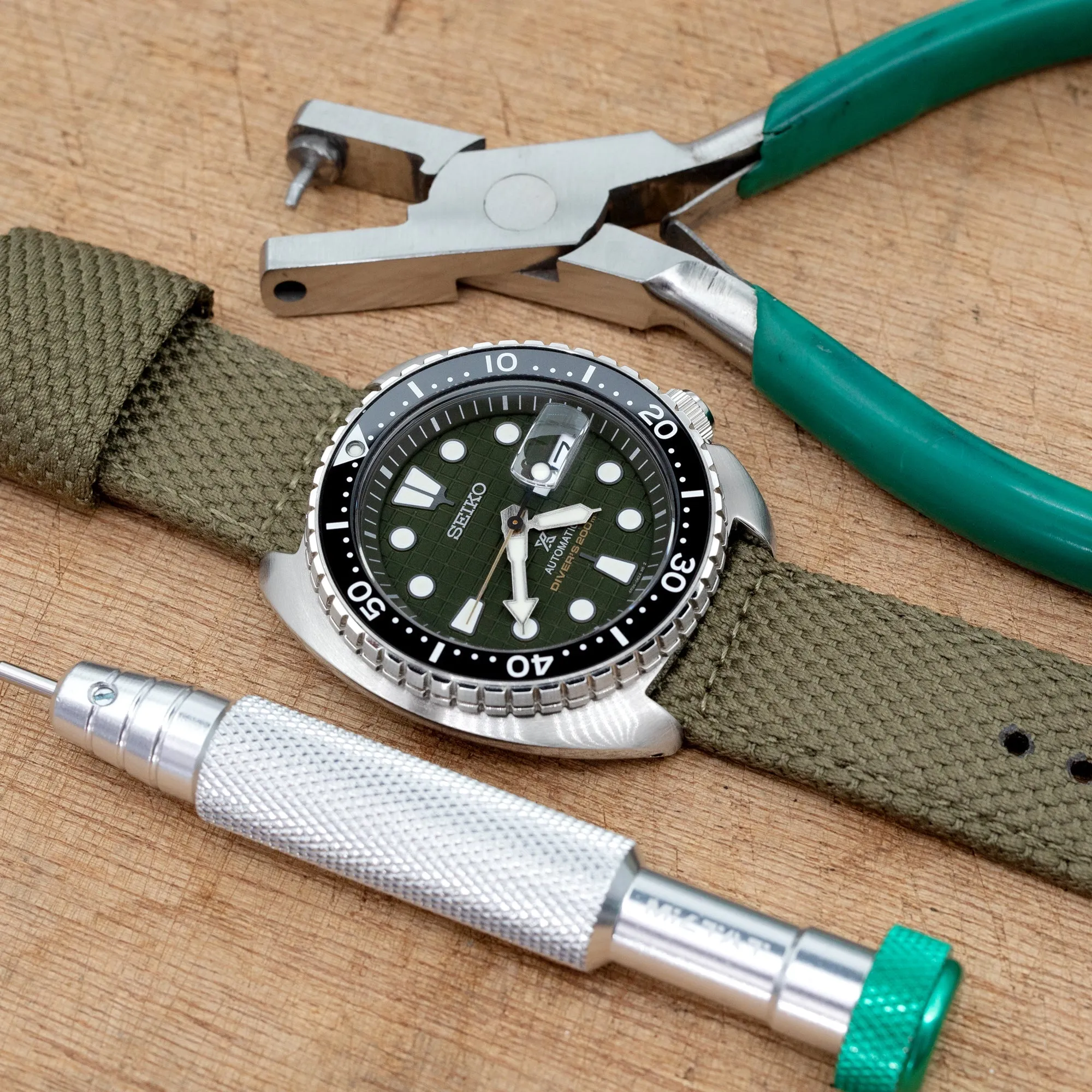 Military Green Premium Nylon Honeycomb Weave Quick release Watch Strap