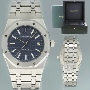 MINT Audemars Piguet Royal Oak Blue Stick 39mm Steel 15300ST Watch Box