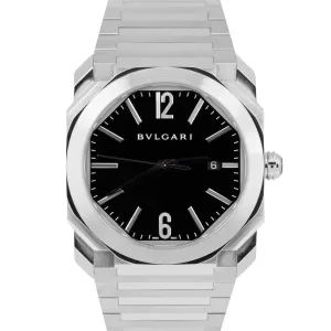 MINT Bvlgari Octo Solotempo Stainless Steel Black 41mm Automatic Watch BGO 41 S