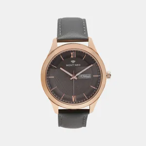 Modern Grey Analog Men Leather Watch 8009D-L3315