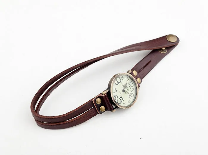 New Antique Watch Fashion Wrap Winding Vintage Watch Cow leather Bracelet Watches Ladies Women Wristwatches