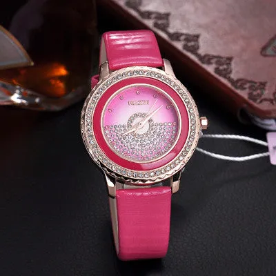 New Brand High Quality Japan Movement Watches For Women Leather Analog Diamond Watches Ladies Wristwatch Gift