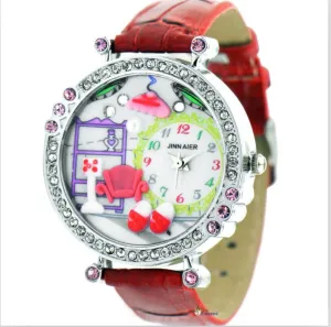 New Cute Cartoon DIY Watch For Children Pu Leather Strap Kids Girls Crystal Gift Quartz Watch