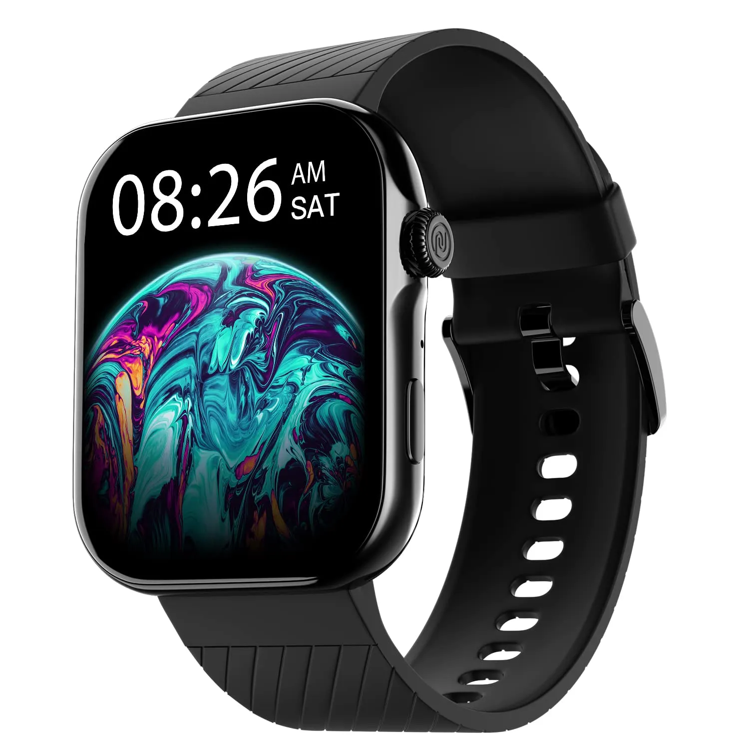 Noise ColorFit Ultra 3 Bluetooth Calling Smart Watch with Biggest 1.96" AMOLED Display, Premium Metallic Build, Functional Crown, Gesture Control with Silicon Strap (Jet Black)