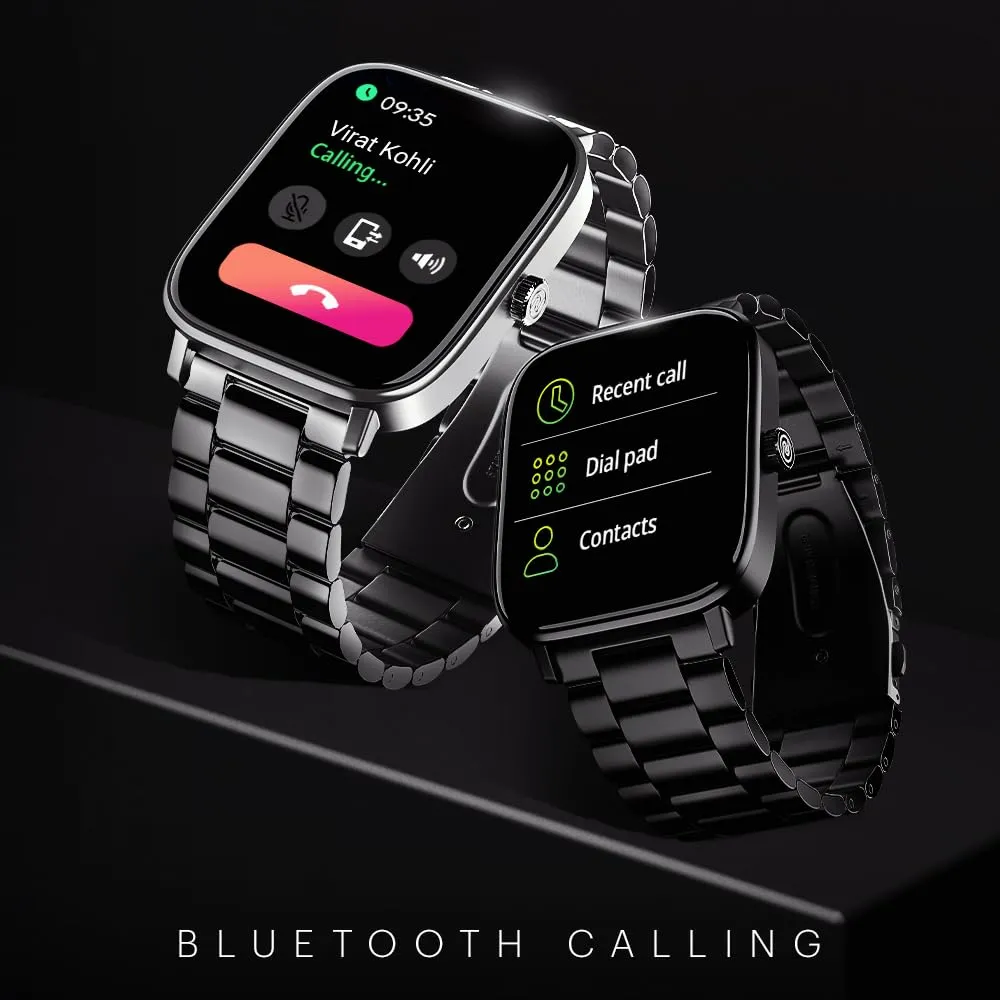 Noise Quad Call 1.81" Display, Bluetooth Calling Smart Watch, AI Voice Assistance, 160 Hrs Battery Life, Metallic Build, in-Built Games, 100 Sports Modes, 100  Watch Faces (Elite Silver)