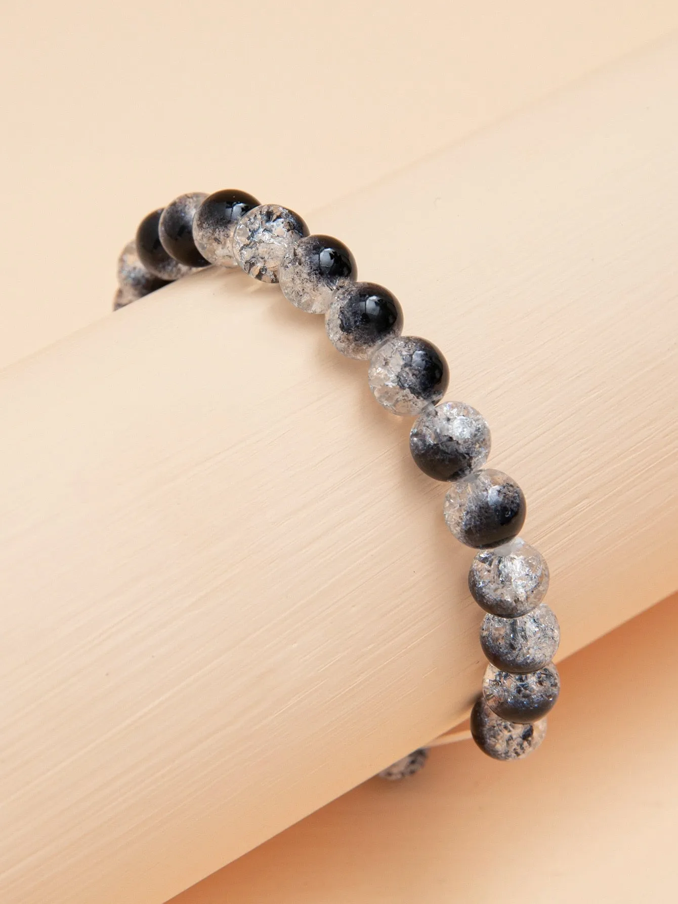 Ombre Clear Black Beaded Bracelet for Women Crafted Jewelry Stackable Bracelets