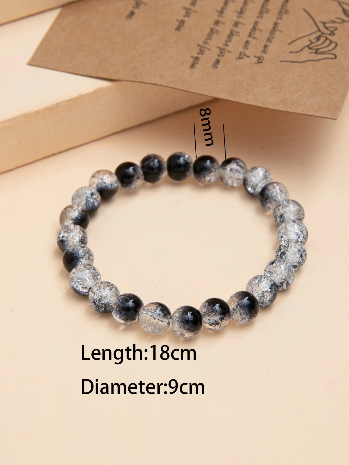 Ombre Clear Black Beaded Bracelet for Women Crafted Jewelry Stackable Bracelets