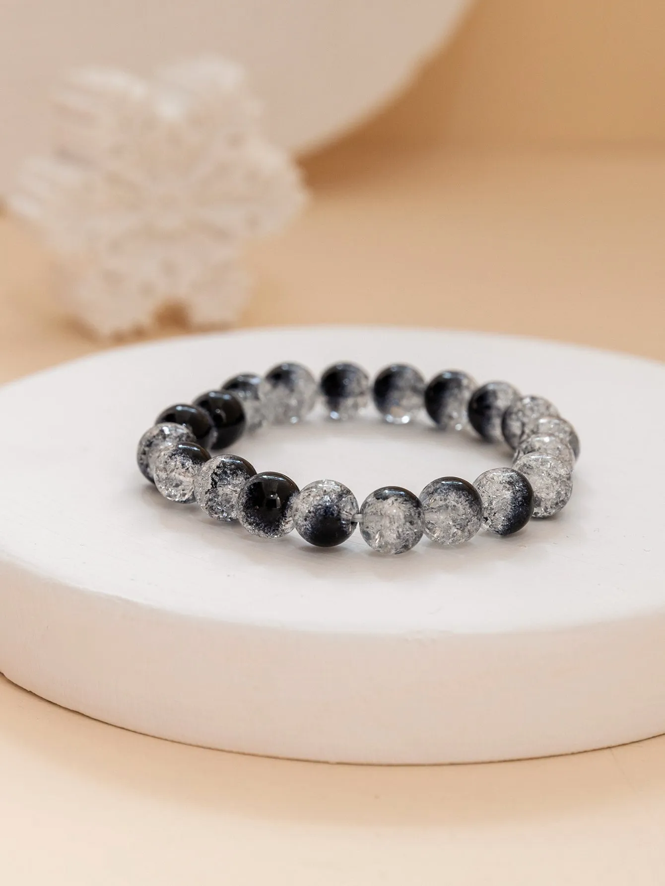 Ombre Clear Black Beaded Bracelet for Women Crafted Jewelry Stackable Bracelets