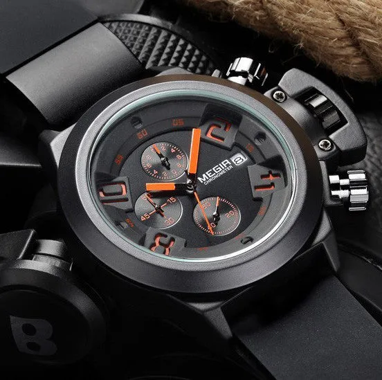 Original MEGIR CHRONOGRAPH 24 Hours Function Men's Sport Watch Silicone Wrist Watch Army Military Watch Montre Homme Reloj