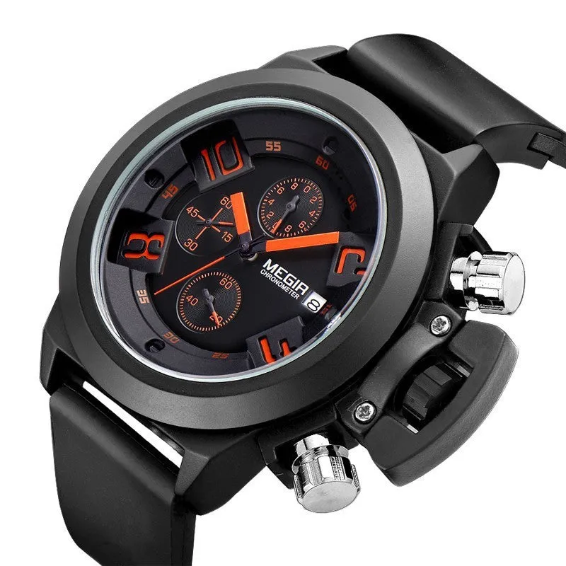 Original MEGIR CHRONOGRAPH 24 Hours Function Men's Sport Watch Silicone Wrist Watch Army Military Watch Montre Homme Reloj