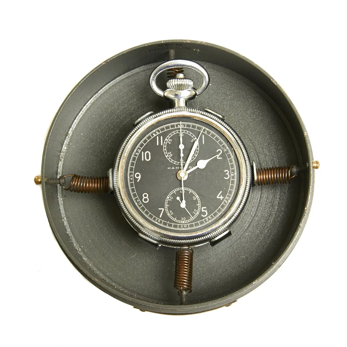 Original WWII USAAF Hamilton AN5742 Navigator Pocket Watch with Steel Aircraft Case