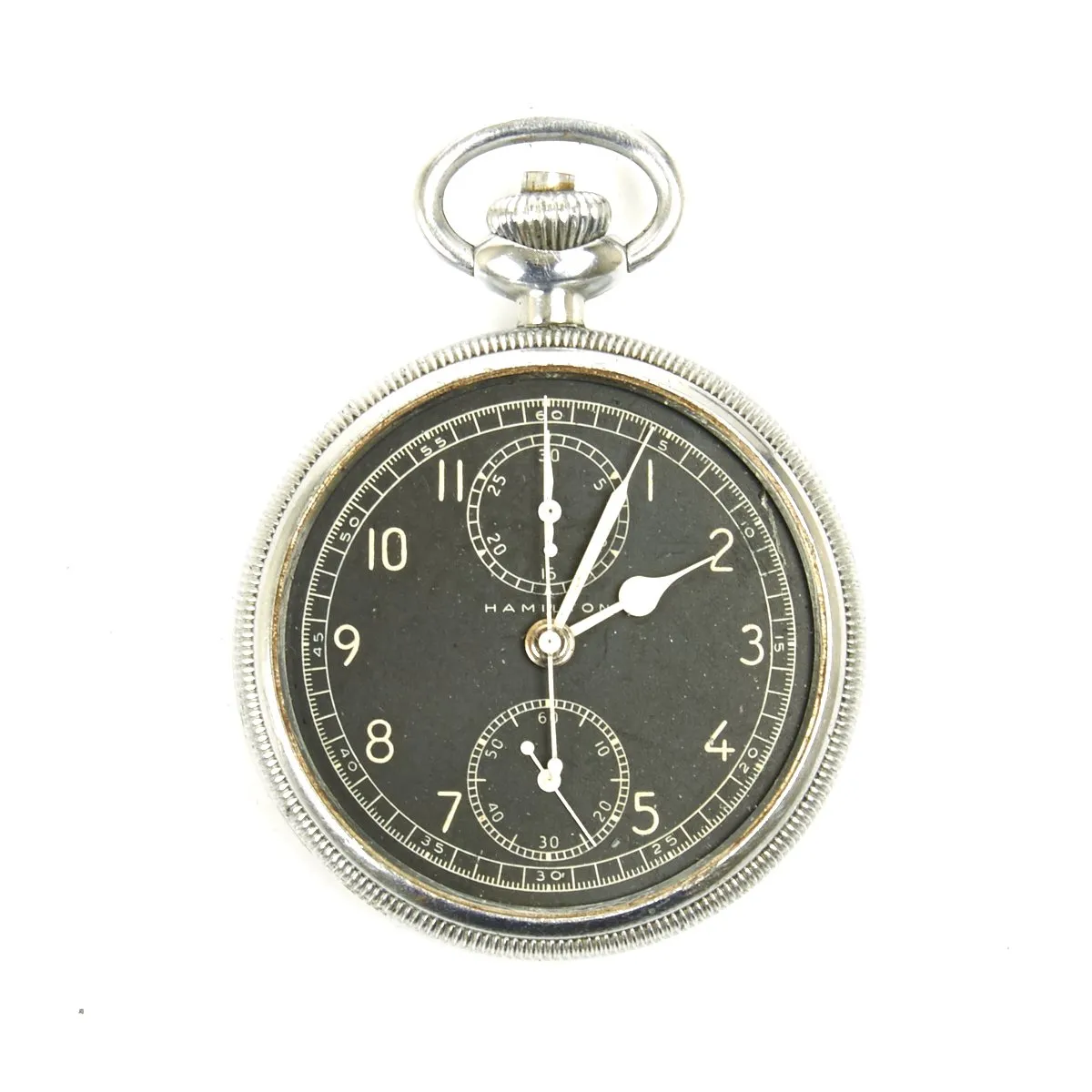 Original WWII USAAF Hamilton AN5742 Navigator Pocket Watch with Steel Aircraft Case