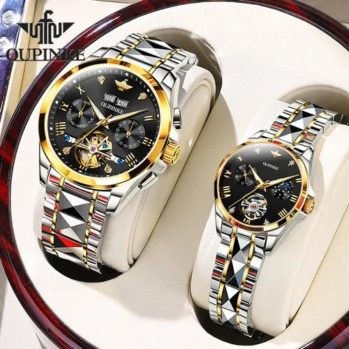 OUPINKE New  Luxury Couple Watch Sapphire Mirror Waterproof Sports