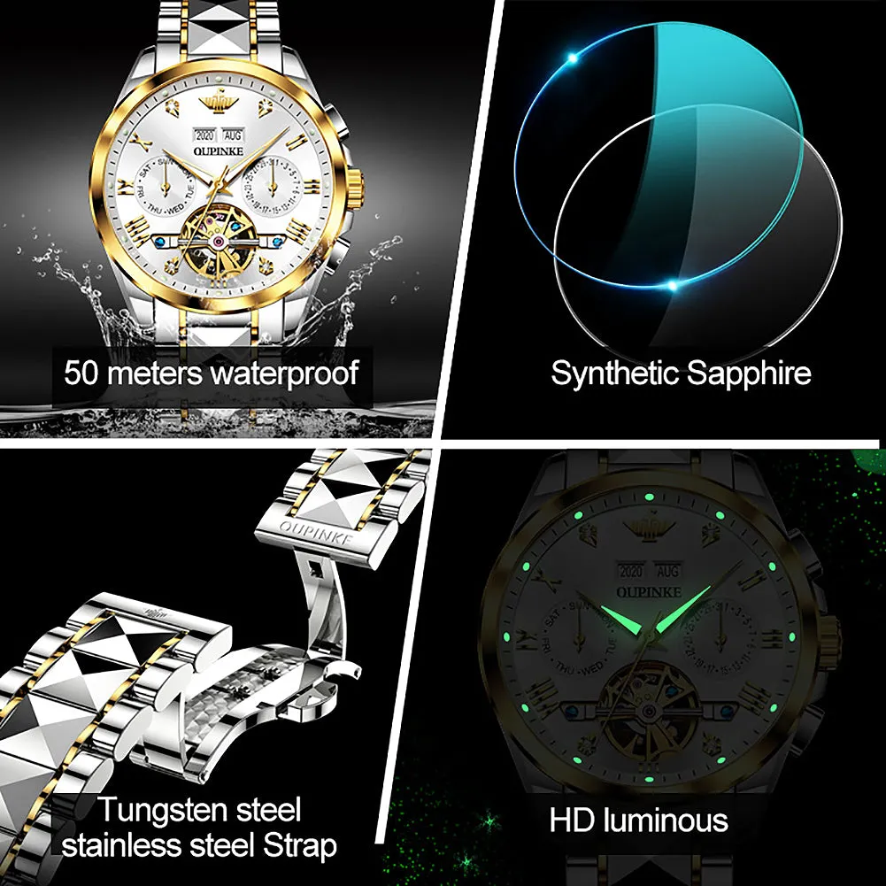 OUPINKE New  Luxury Couple Watch Sapphire Mirror Waterproof Sports