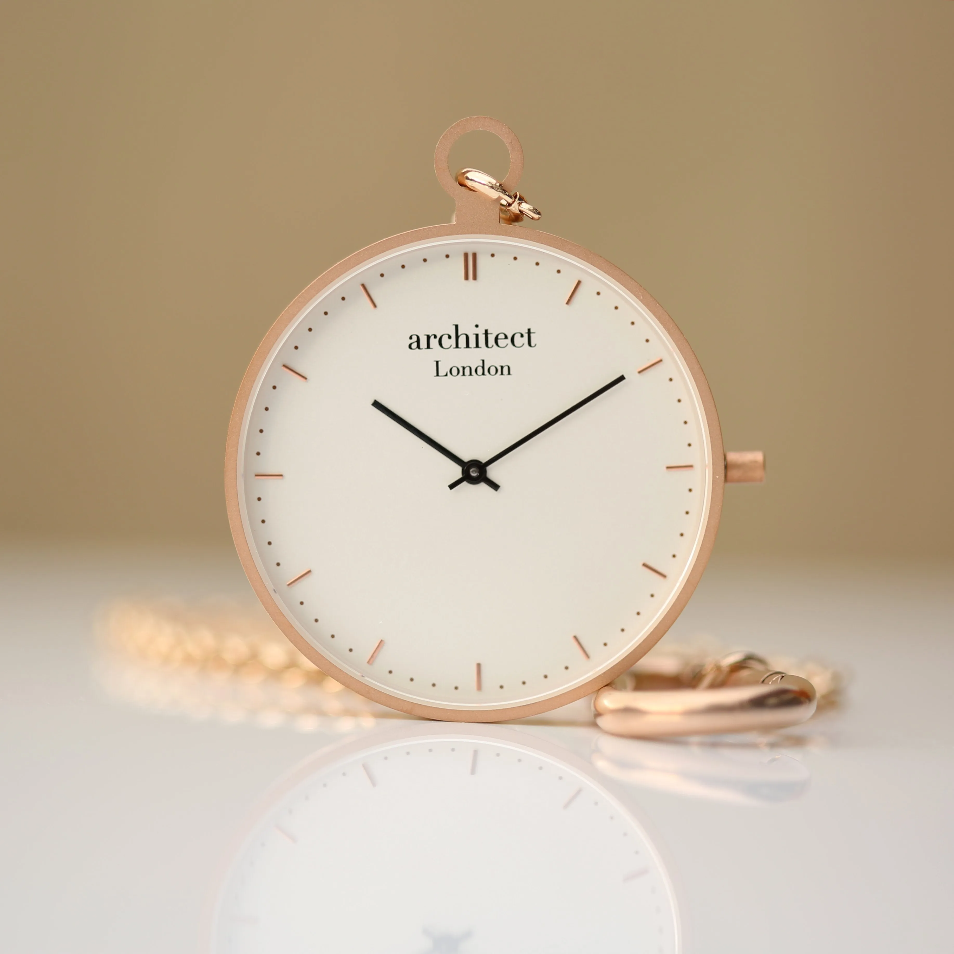 Personalised Modern Pocket Watch Rose Gold Modern Font Engraved