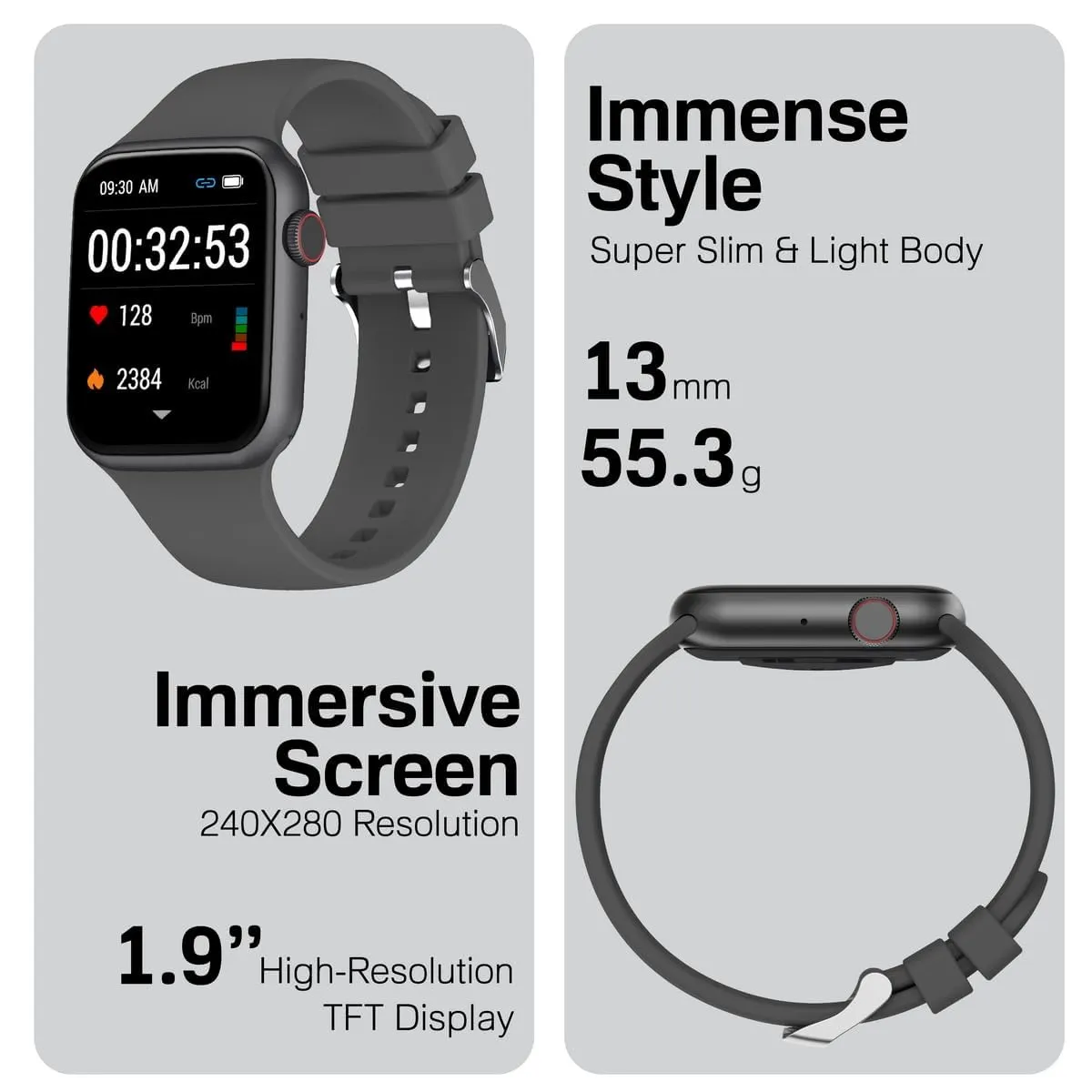 Promate Xwatch-B19 Fitness Smart Watch, (Graphite)