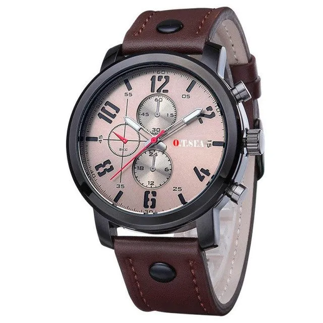 Quartz  Luxury Leather Wristwatches For Men