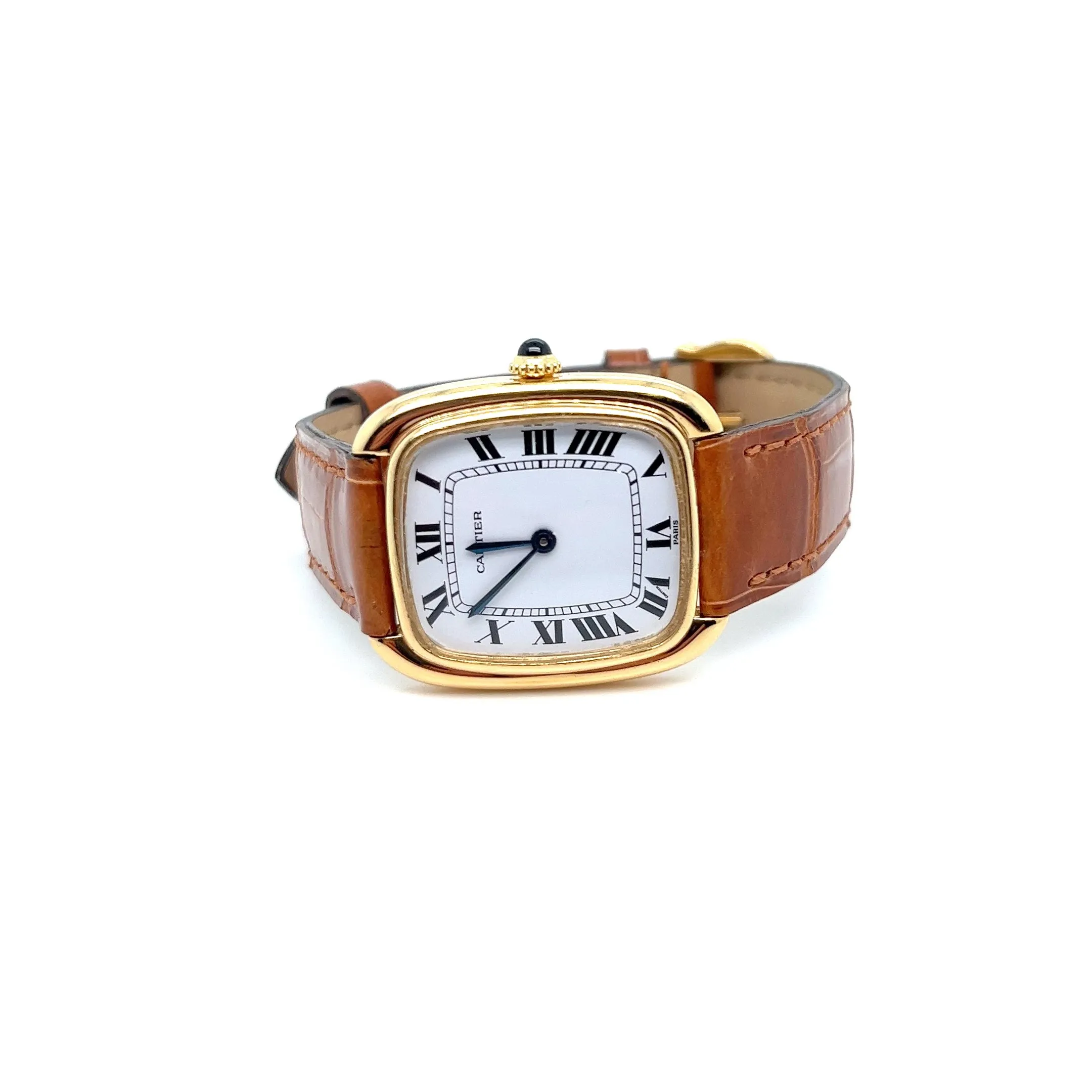 Rare 1980s 18kt Yellow Gold Cartier Gondolé Paris Automatique Bubbleback