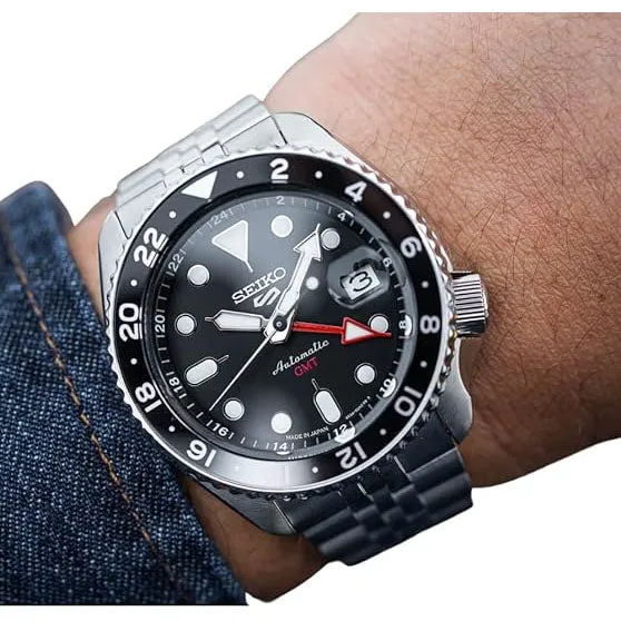 Seiko 5 Sports SKX Sports Style GMT Series Automatic 42.5 mm Black Dial Men's Watch (SSK001)