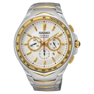 Seiko Coutura Chronograph 45.5mm Men's Watch Stainless Steel White Dial (SRWZ24)