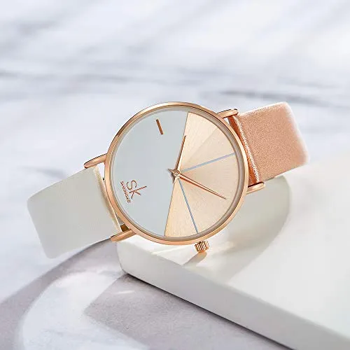 SK Fashion Women Watches Leather Band Simple Decent Casual Waterproof Lady Watch