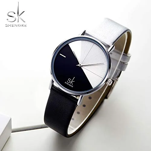 SK Fashion Women Watches Leather Band Simple Decent Casual Waterproof Lady Watch