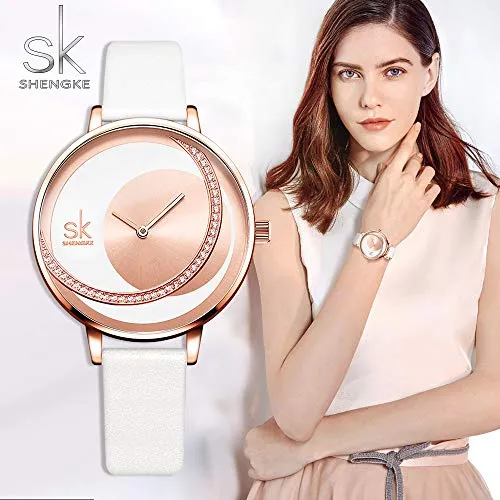 SK Fashion Women Watches Leather Band Simple Decent Casual Waterproof Lady Watch