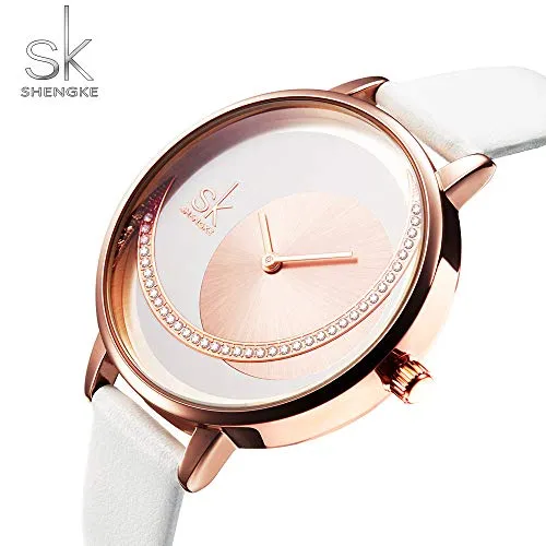 SK Fashion Women Watches Leather Band Simple Decent Casual Waterproof Lady Watch