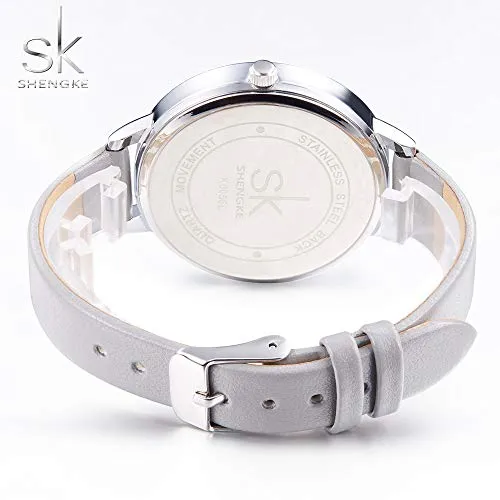 SK Fashion Women Watches Leather Band Simple Decent Casual Waterproof Lady Watch