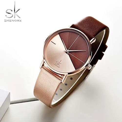 SK Fashion Women Watches Leather Band Simple Decent Casual Waterproof Lady Watch