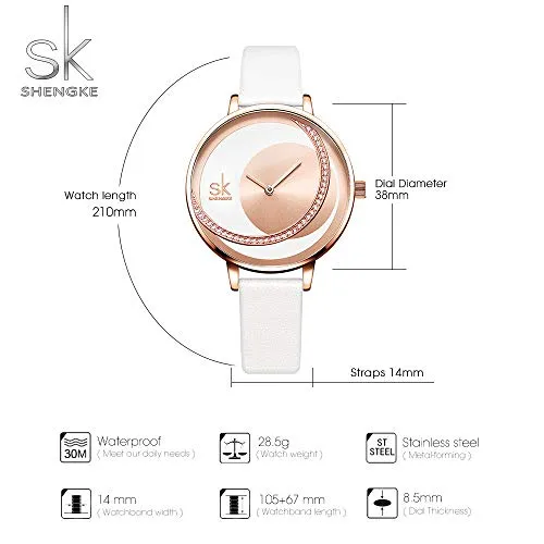 SK Fashion Women Watches Leather Band Simple Decent Casual Waterproof Lady Watch