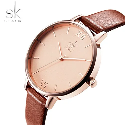 SK Fashion Women Watches Leather Band Simple Decent Casual Waterproof Lady Watch