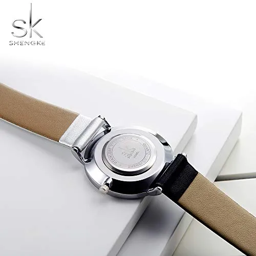 SK Fashion Women Watches Leather Band Simple Decent Casual Waterproof Lady Watch