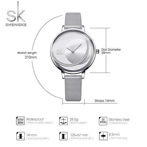 SK Fashion Women Watches Leather Band Simple Decent Casual Waterproof Lady Watch