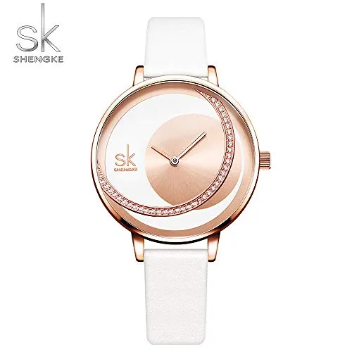 SK Fashion Women Watches Leather Band Simple Decent Casual Waterproof Lady Watch