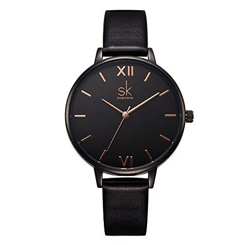 SK Fashion Women Watches Leather Band Simple Decent Casual Waterproof Lady Watch