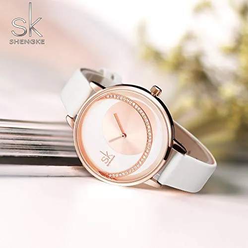 SK Fashion Women Watches Leather Band Simple Decent Casual Waterproof Lady Watch