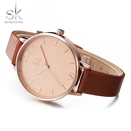 SK Fashion Women Watches Leather Band Simple Decent Casual Waterproof Lady Watch