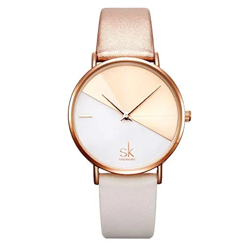 SK Fashion Women Watches Leather Band Simple Decent Casual Waterproof Lady Watch