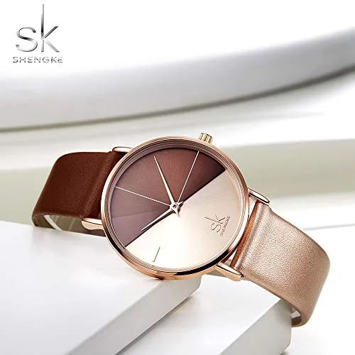 SK Fashion Women Watches Leather Band Simple Decent Casual Waterproof Lady Watch