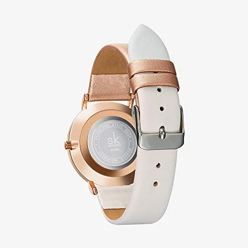 SK Fashion Women Watches Leather Band Simple Decent Casual Waterproof Lady Watch