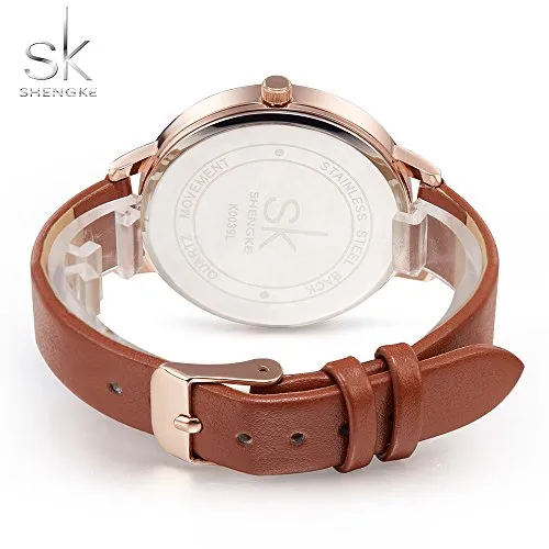 SK Fashion Women Watches Leather Band Simple Decent Casual Waterproof Lady Watch