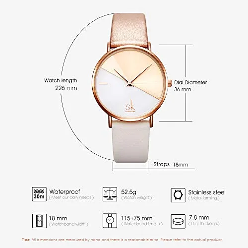 SK Fashion Women Watches Leather Band Simple Decent Casual Waterproof Lady Watch