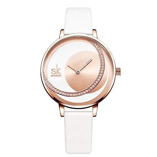 SK Fashion Women Watches Leather Band Simple Decent Casual Waterproof Lady Watch