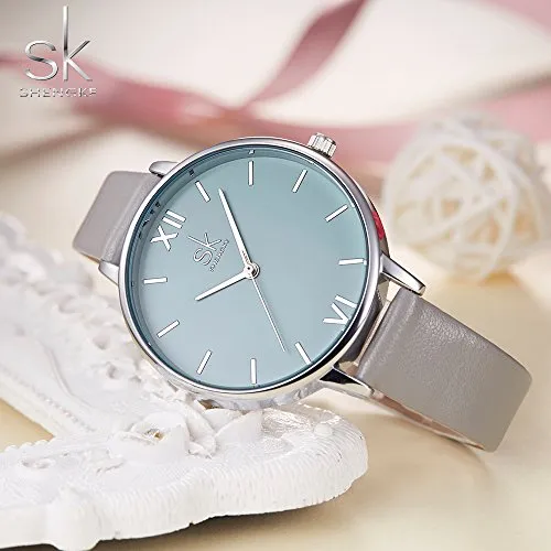 SK Fashion Women Watches Leather Band Simple Decent Casual Waterproof Lady Watch