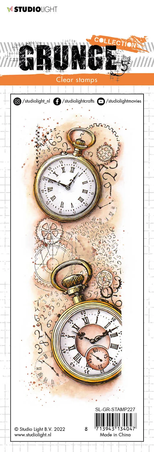 SL Clear Stamp Vintage Clocks Grunge Collection 210x74x3mm 1 PC nr.227