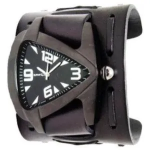 Teardrop Black Watch with X Black Leather Wide Cuff