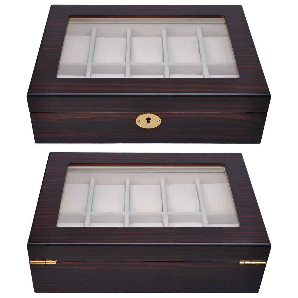 TheLAShop Watch Display Case 10-Slot Glass Top Wooden