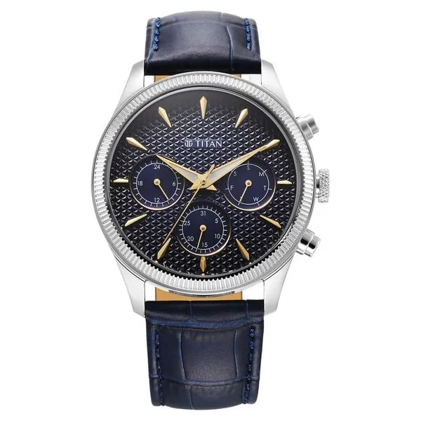 Titan Regalia Opulent Men's Watch Analog Blue Dial with Blue Leather Strap, 1805SL13